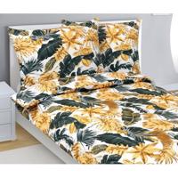 Bellatex Bavlnené obliečky Listy palmové zlatá, 140 x 200 cm, 70 x 90 cm