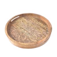 InDecor Podnos z mangového dreva Mandala, 38 x 38 x 4,5 cm