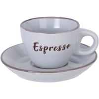 Kameninová šálka s podšálkou Espresso, 100 ml, svetlosivá
