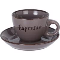 Kameninová šálka s podšálkou Espresso, 100 ml, tmavosivá