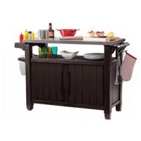 Keter Multifunkčný záhradný grilovací stolík UNITY XL 270l hnedý, 134 x 52 x 90 cm