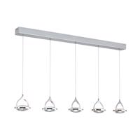 LED trámové závesné svietidlo Moon, 5-pl., chróm