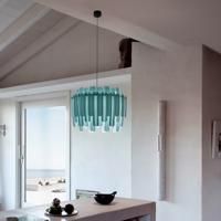 LZF Maruja drevená závesná lampa, modrá