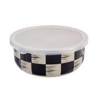 Miska smalt ŠACHOVNICA Lem+UH viečko pr. 19 cm