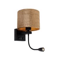 Nástenná lampa čierna s plyšovým tienidlom s dizajnom krokodíla 18 cm - Brescia