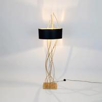 Oválna stojacia lampa Elba, zlatá/čierna, výška 180 cm, železo