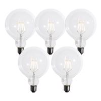 Sada 5 E27 3-stupňových stmievateľných LED žiaroviek so špirálovým vláknom G125 4W 450 lm 2700K
