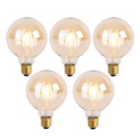 Sada 5 stmievateľných LED žiaroviek E27 s 3-stupňovým stmievaním G95 Goldline 5W 530lm 2200K