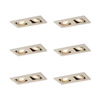 Sada 6 ks Moderné zabudované bodové svetlo béžové GU10 50 mm otočné a sklopné 2-svetlo - Qure