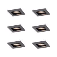 Sada 6 ks Moderné zabudované bodové svetlo tmavosivé GU10 50 mm okrúhle výkyvné - Qure