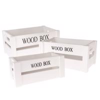 Sada drevených debničiek Wood Box, 3 ks, biela