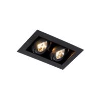 Smart inbouwspot zwart 2-lichts verstelbaar incl. 2 Wifi GU10 70mm - Oneon 70