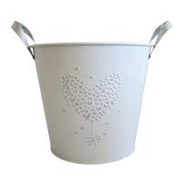 StarDeco Plechový kvetináč biela, 22,5 cm,