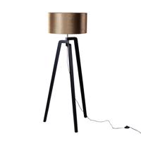 Stojacia lampa čierna s velúrovým tienidlom bronz 50 cm - Puros
