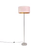 Stojacia lampa oceľová s ružovým tienidlom 50 cm - Simplo