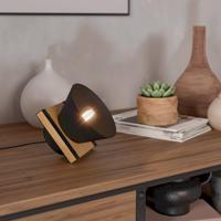 Stolová lampa Maccles v čiernej s drevom
