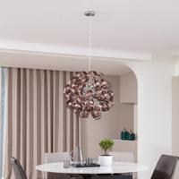 Závesná lampa Lucande Kaelor, Ø 60 cm, medená farba, hliník